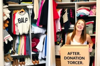 Stylish and organized apartment closet filled with neatly arranged clothes, shoes, and decor after successful organization.