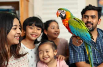 An apartment scene with children and birds happily interacting, exemplifying the joy of cohabitation.