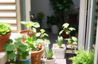 A happy family taking care of their indoor apartment plants.