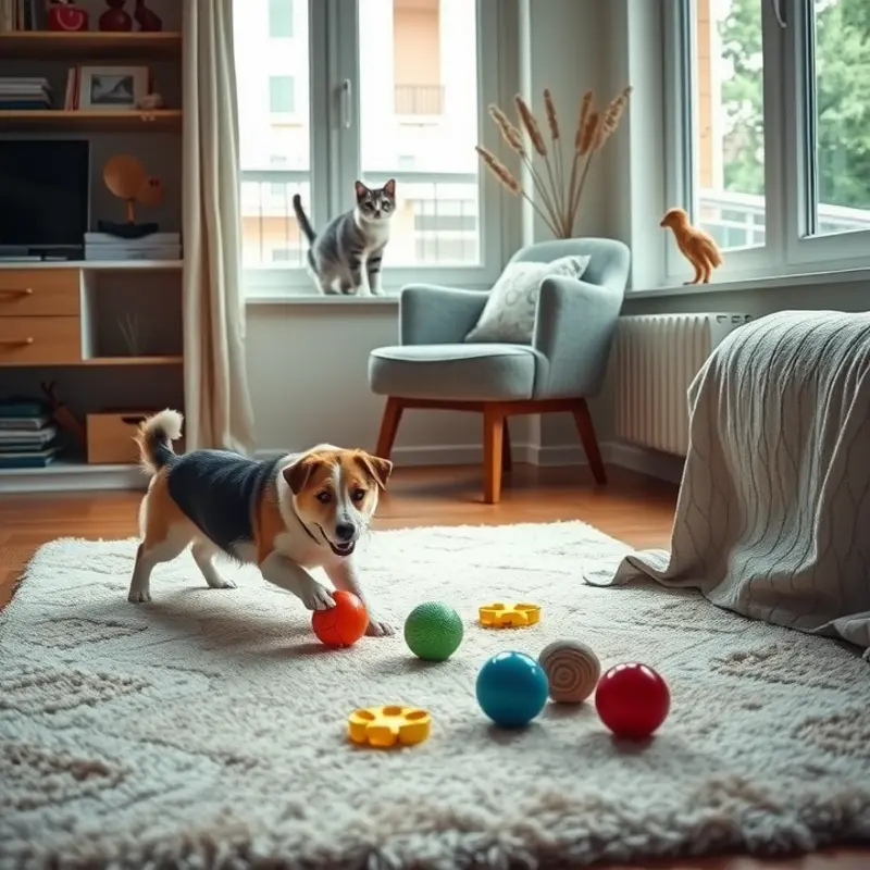Indoor exercises keep pets active and engaged.