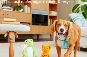 A child playing with a dog surrounded by safe toys in a comfortable apartment.