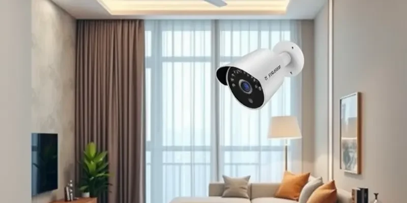 Stylishly decorated apartment with various safety gadgets, highlighting renter-friendly solutions
