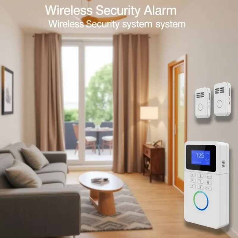 Wireless security alarm system in a modern apartment.