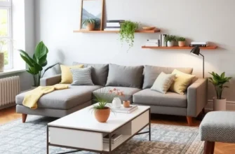 Apartment showcasing creatively arranged multifunctional furniture and decorative accents.