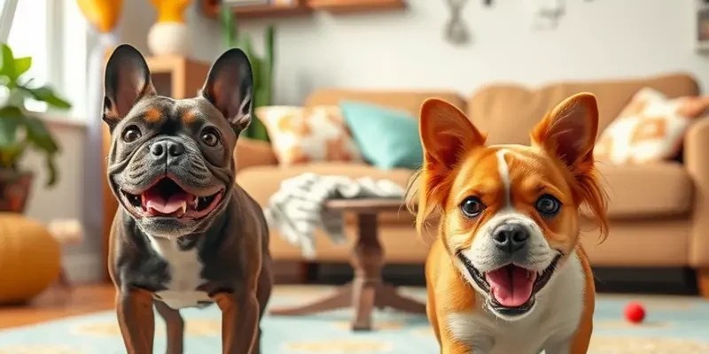 A collage of small dogs, cats, and other pets in an apartment.