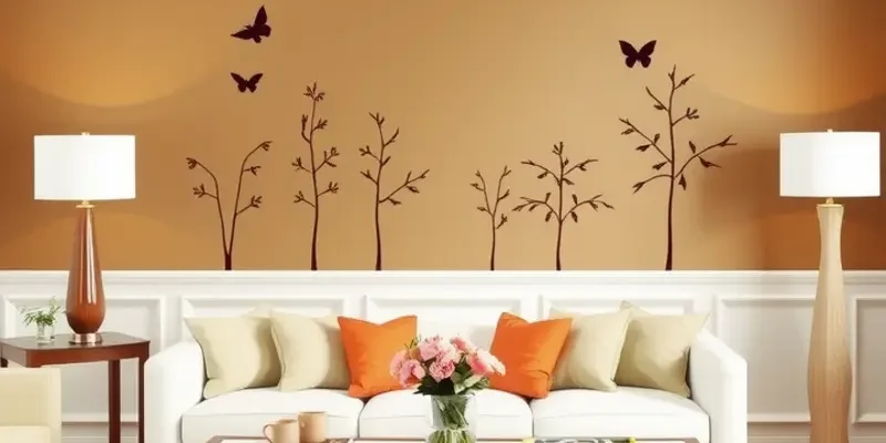 Colorful collage of removable adhesive decor ideas for stylish homes.