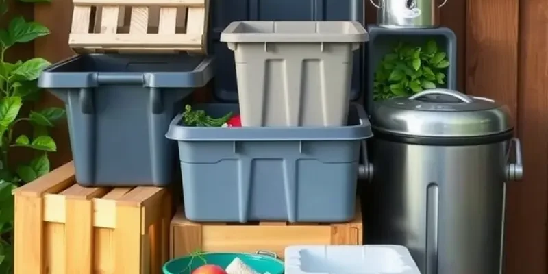 Completed compost bin surrounded by blooming plants in a garden.