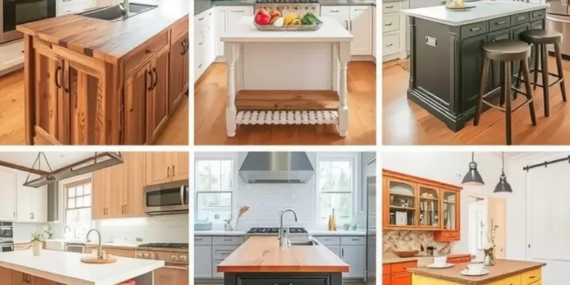 Completed DIY removable kitchen island in a vibrant kitchen setting, showcasing functional and stylish decor.
