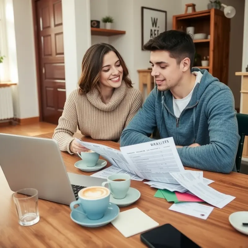 Couple planning their rental search at home.