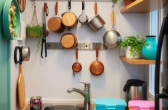 A happy couple meal prepping together in a small kitchen, surrounded by colorful ingredients.