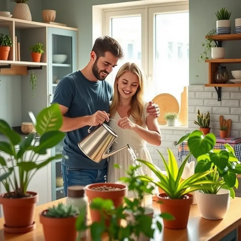 Various houseplants creating a lively atmosphere in a bright apartment.