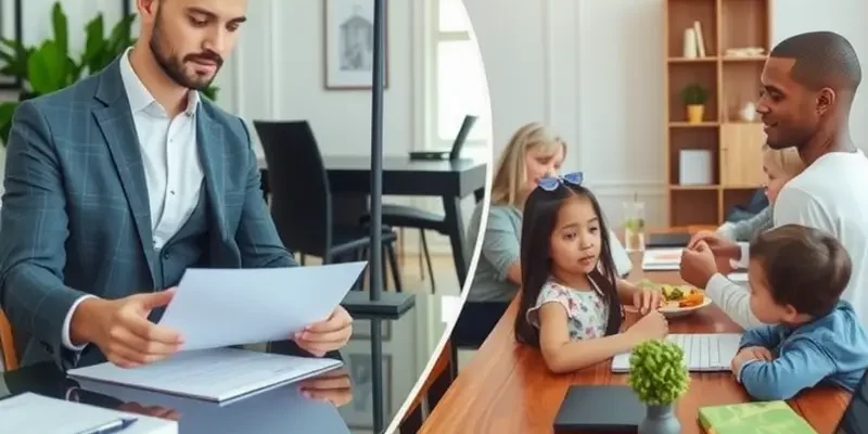 A couple happily discussing their lease modifications in a beautifully decorated living space.
