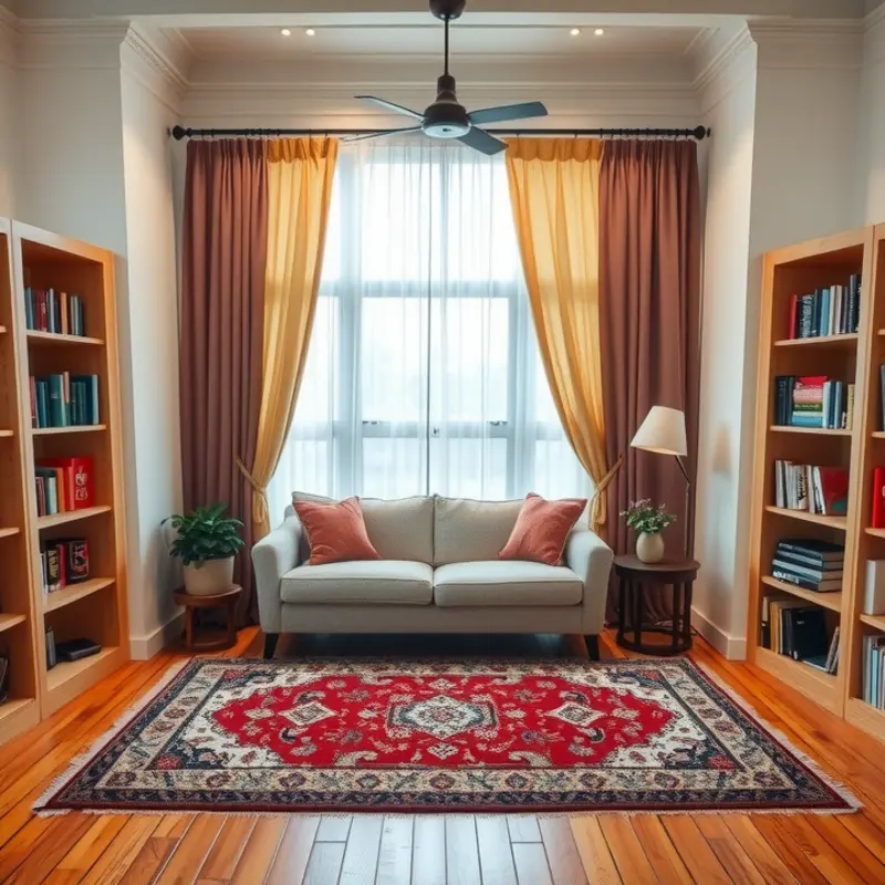 A cozy living room showcasing various DIY soundproofing techniques.