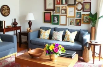 Cozy rental apartment exhibiting personalized decor and innovative furniture.