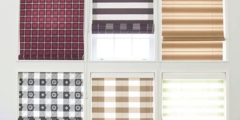 A creative living room with decorative temporary blinds, plants, and art that personalizes the space.