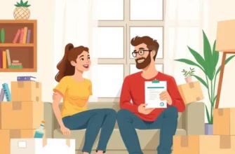 A diverse group of young individuals in a modern apartment discussing their rental plans.