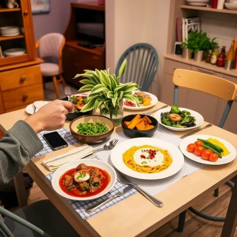 A family creating a meal prep schedule together in their apartment kitchen.