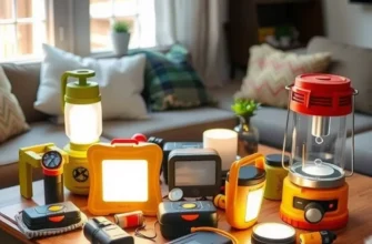 Different emergency lighting solutions in an apartment setting, showcasing safety options for renters.