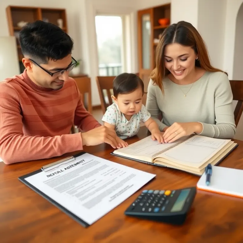 Couple using budgeting apps to manage their expenses.