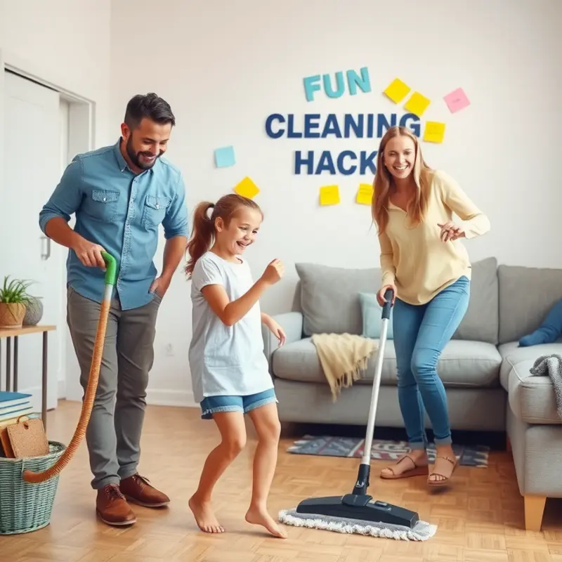 A couple making cleaning a joyful shared activity.