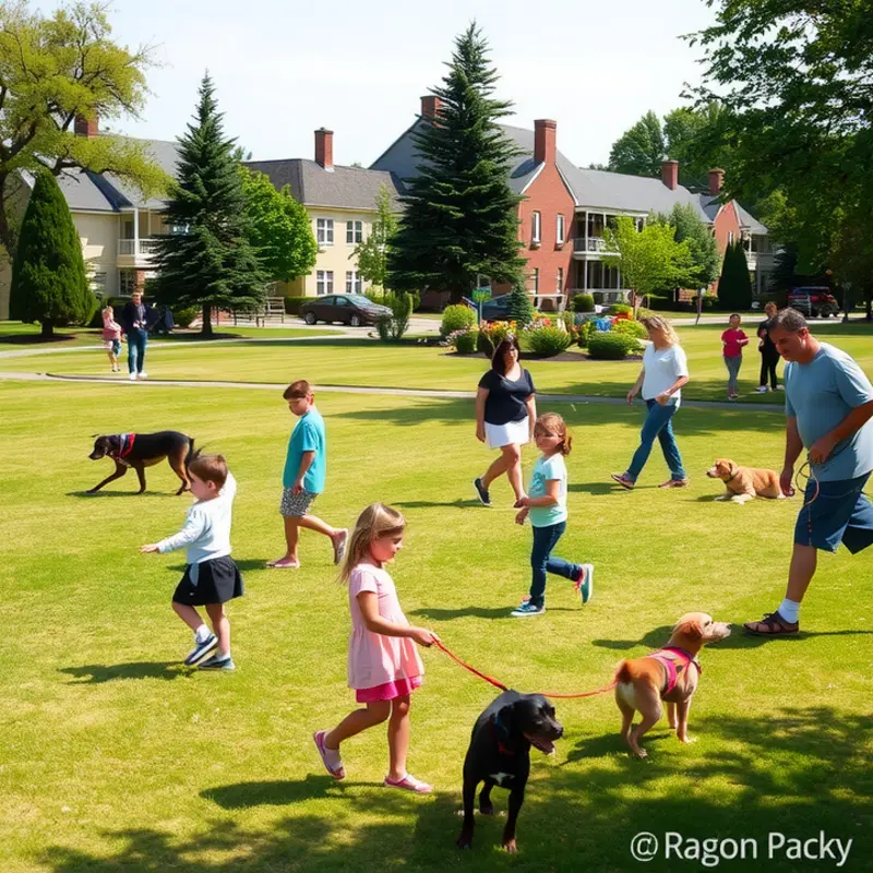 A vibrant family-friendly neighborhood showcases local schools and parks.