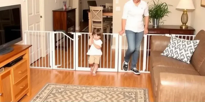 A family happily interacting in a child and pet-friendly apartment, showcasing a loving and safe environment.