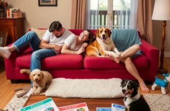A joyful family in front of their new apartment with their dog, highlighting family and pet-friendly living.