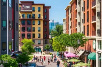 A stunning view of Fresno's skyline during sunset, blending urban life with nature.