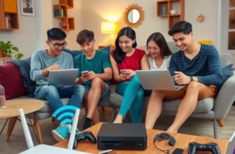 Friends enjoying each other's company while sharing Wi-Fi in a sunlit apartment.