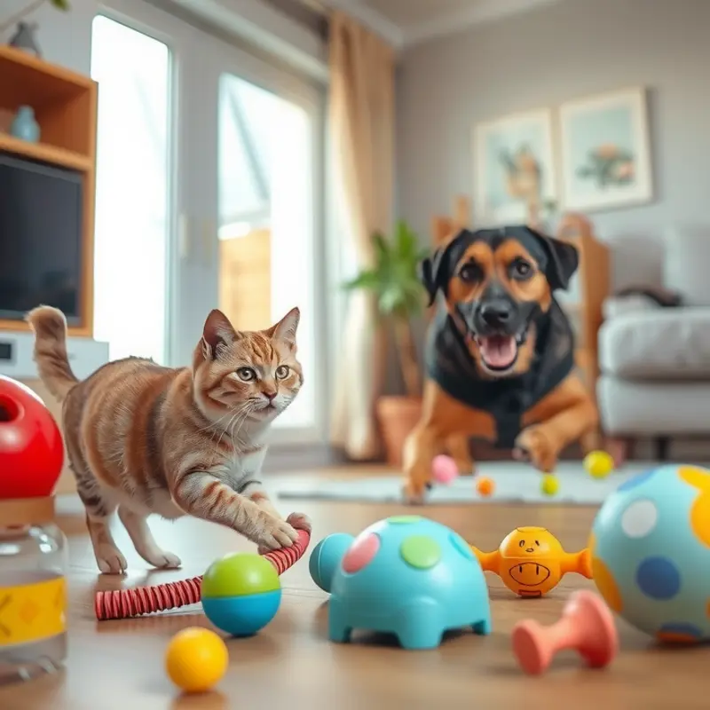 A collection of safe pet toys made from environmentally friendly materials.