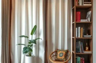A vibrant apartment featuring various creative privacy solutions like room dividers and soundproof elements, creating a welcoming environment.