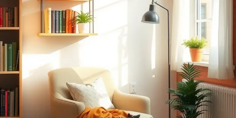 A cozy apartment interior showcasing organized spaces and colorful decor