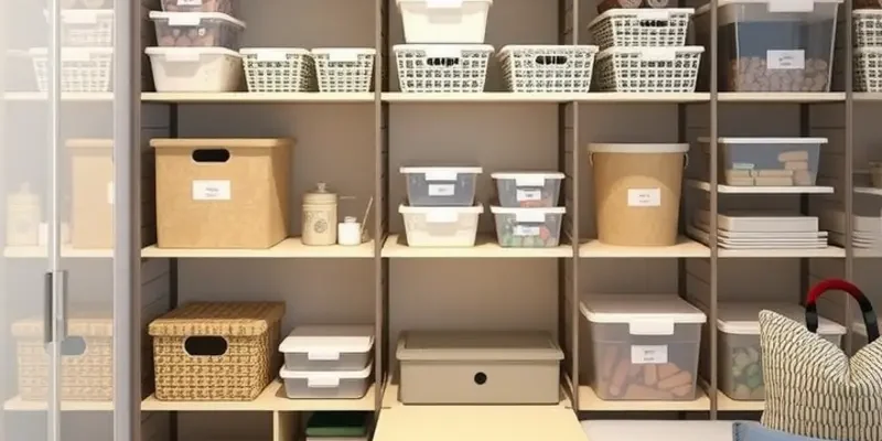 A bright apartment with organized storage solutions, emphasizing a safe and clutter-free environment.