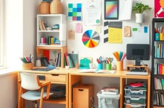 A cozy rental apartment featuring colorful handmade crafts and personal touches in the decor.