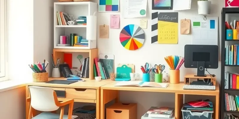 A cozy rental apartment featuring colorful handmade crafts and personal touches in the decor.