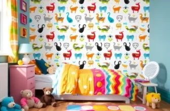 A colorful collage showcasing rental-safe kids' room decor items such as removable wallpaper, storage solutions, and art displays.