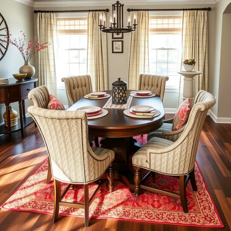 A cozy dining area that emphasizes the beauty of layered textures.