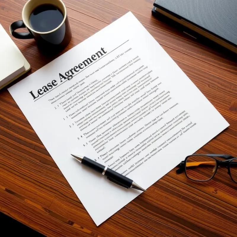 Detailed examination of a lease agreement with essential components highlighted.