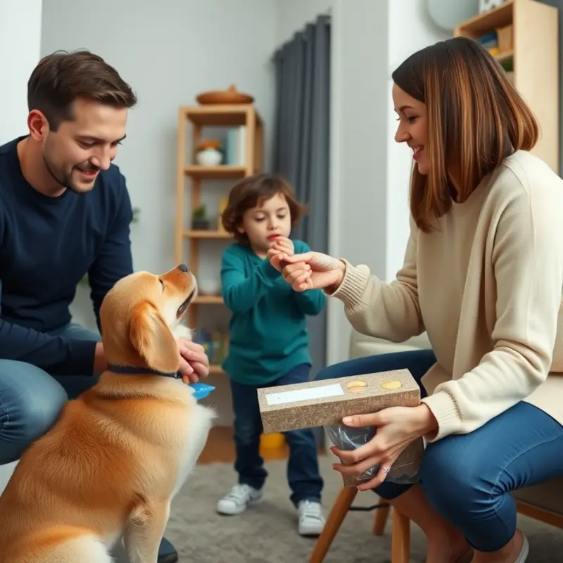 A peaceful apartment scene showcasing soundproofing and calming design elements for pets.