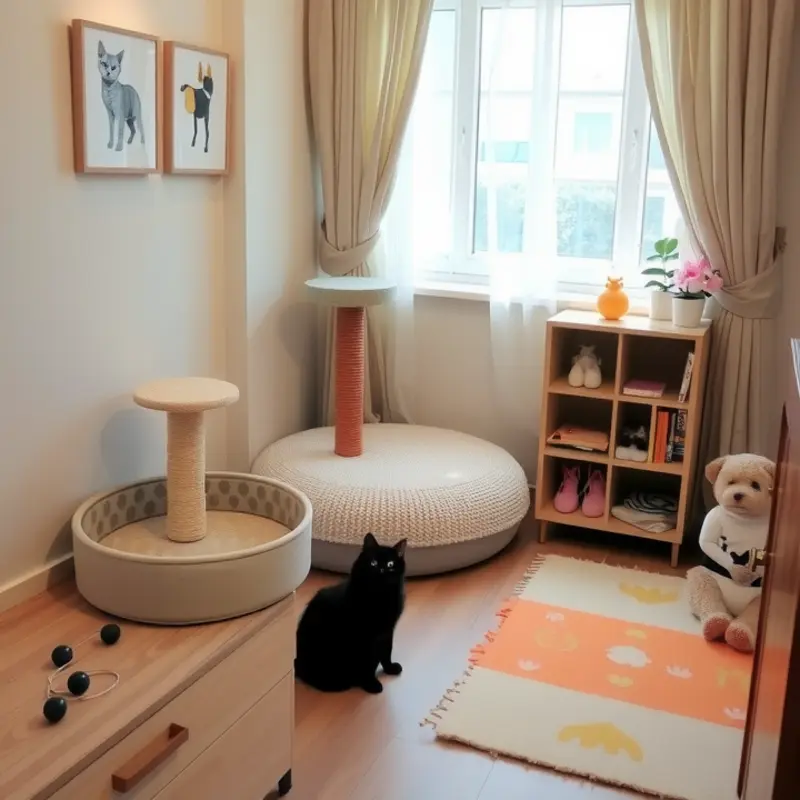 Stylish living room with pet-friendly furniture.