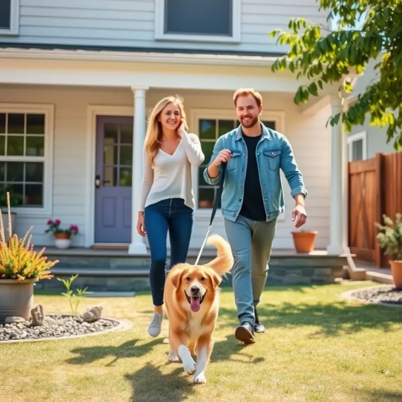 Young couple searching for a pet-friendly rental.
