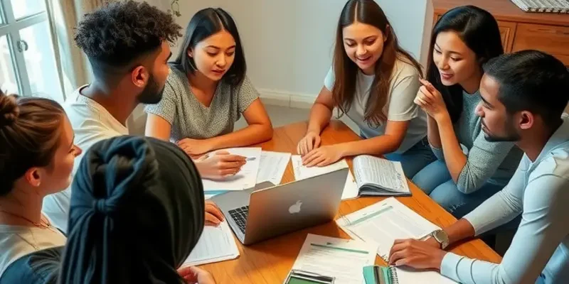 Group of young professionals engaging in a collaborative financial planning session.