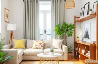 A cozy living space for a family featuring children and pets alongside various safety measures.