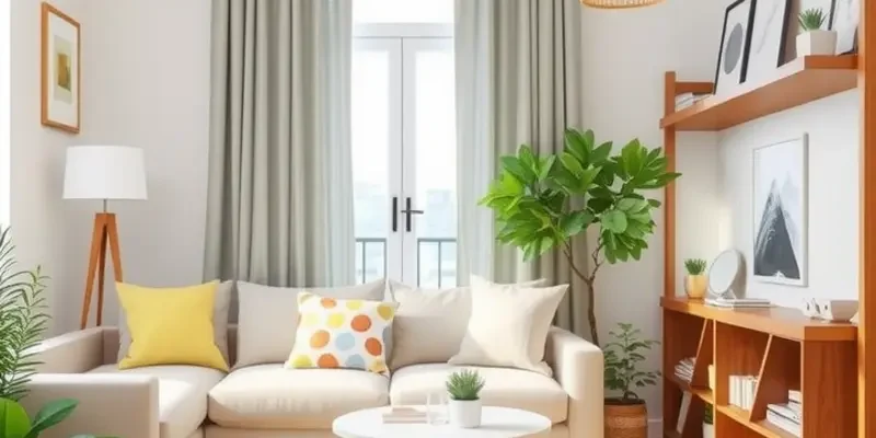 A cozy living space for a family featuring children and pets alongside various safety measures.