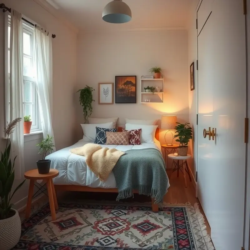 Maximize storage in a small bedroom with clever organization and stylish decor.