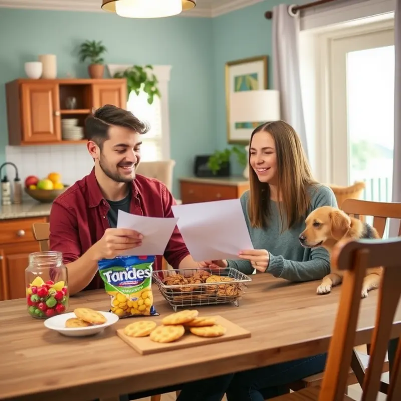 A couple joyfully discussing their renters insurance options.