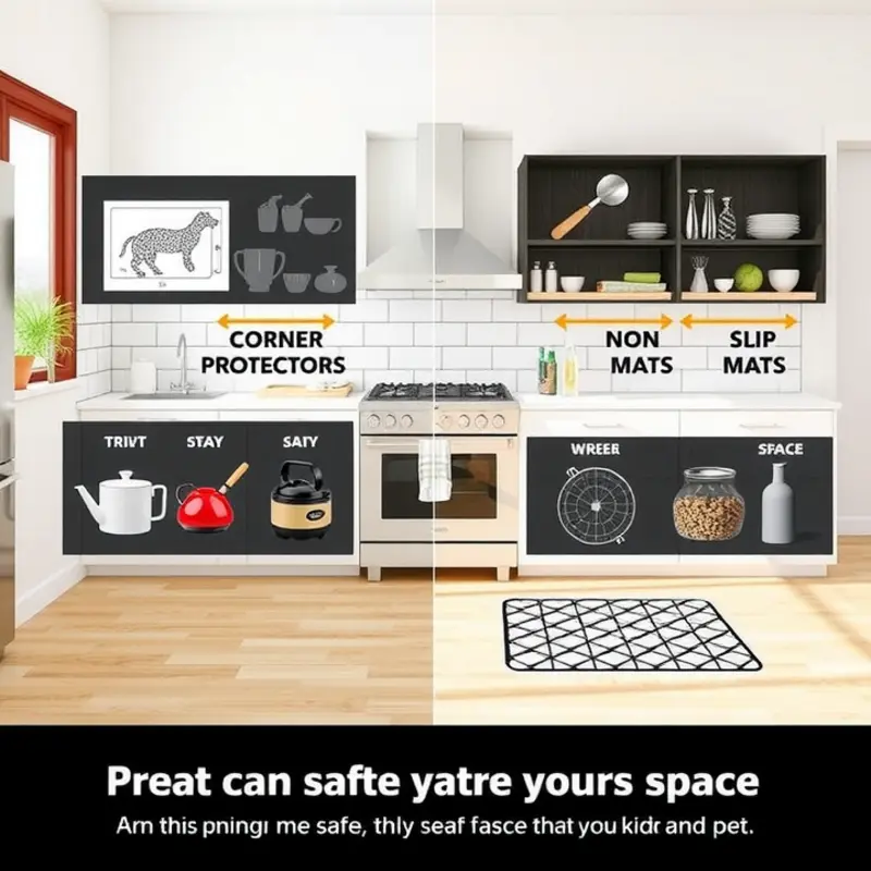 A well-equipped living room showcasing essential child safety products.