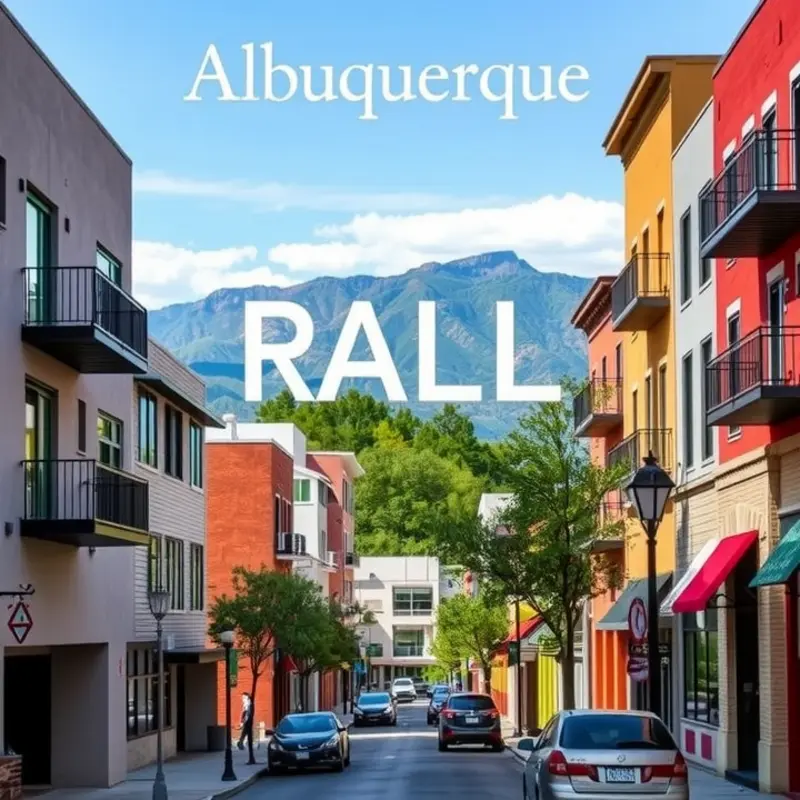 A view of diverse rental properties in downtown Albuquerque.