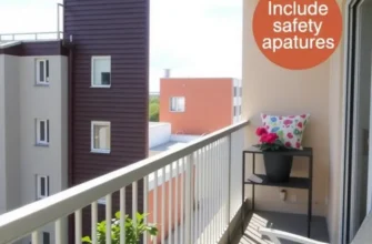 A serene sunset from an apartment balcony featuring comfortable seating and decorative lights.