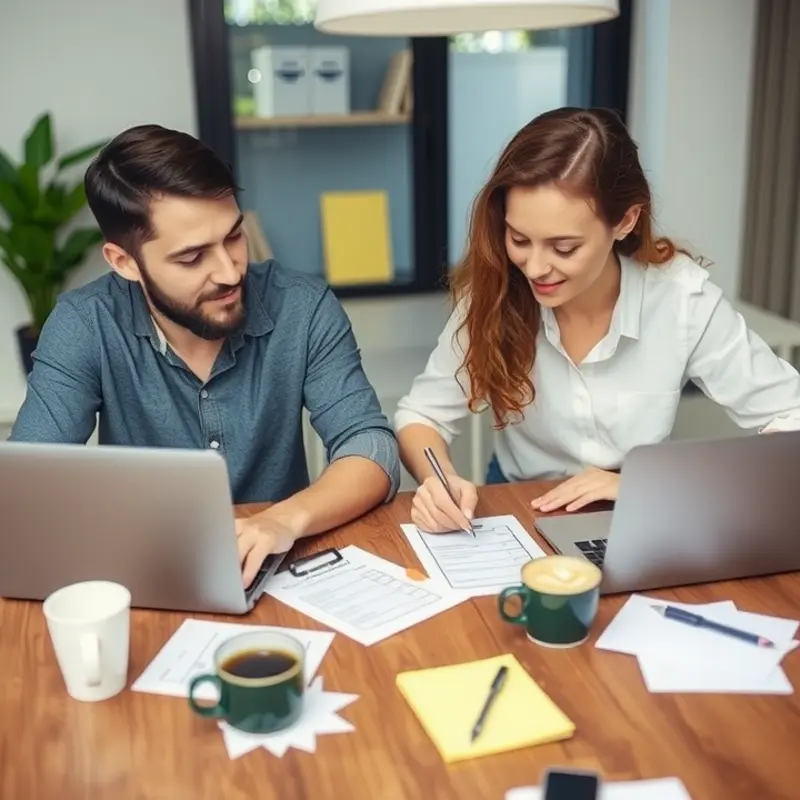 Young renters drafting a checklist for their apartment hunt.